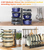 8-Tier Adjustable Pots and Pans Organizer Rack for Cabinets – Metal Kitchen Storage, Cookware and Lid Holder, Stackable Dish Rack for Kitchen Organization
