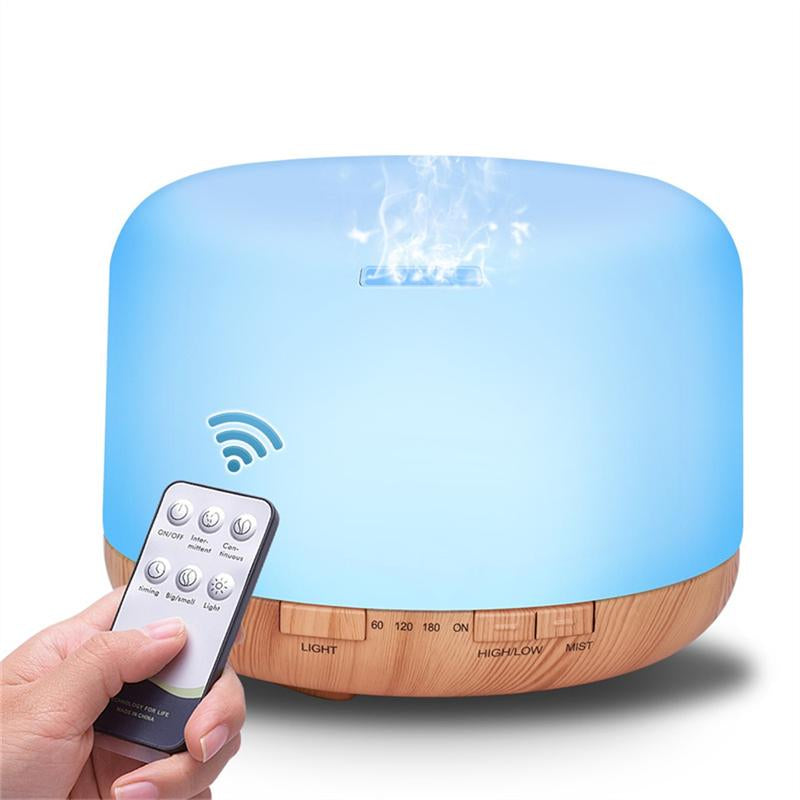 Essential Oil Diffuser, 500ml Essential Oil Diffuser, Aromatherapy Diffuser with Timer and 7 Ambient Lights No Water Auto Off, Diffuser Large Room Home Office
