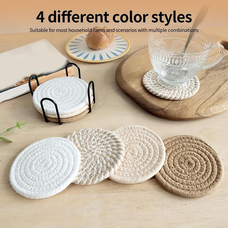 Round Coaster, 8 Counts/set Non-woven Absorbent Coaster, Household Placemat for Coffee Table, Home Decor, Gift Ideas