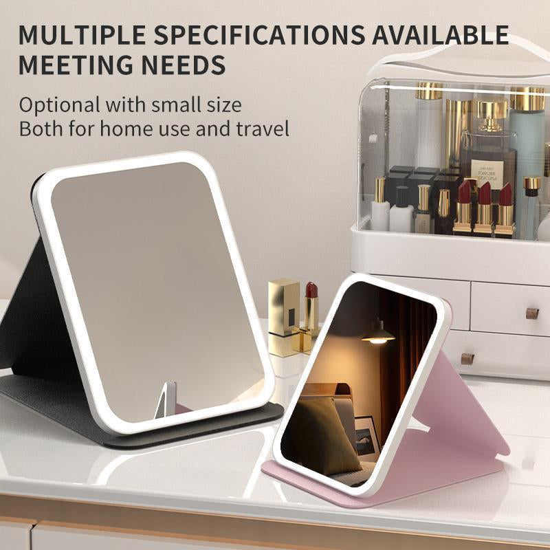 LED Makeup Mirror, Portable Foldable Lighted Mirror for Desk, Dorm, Office, Cosmetic Use