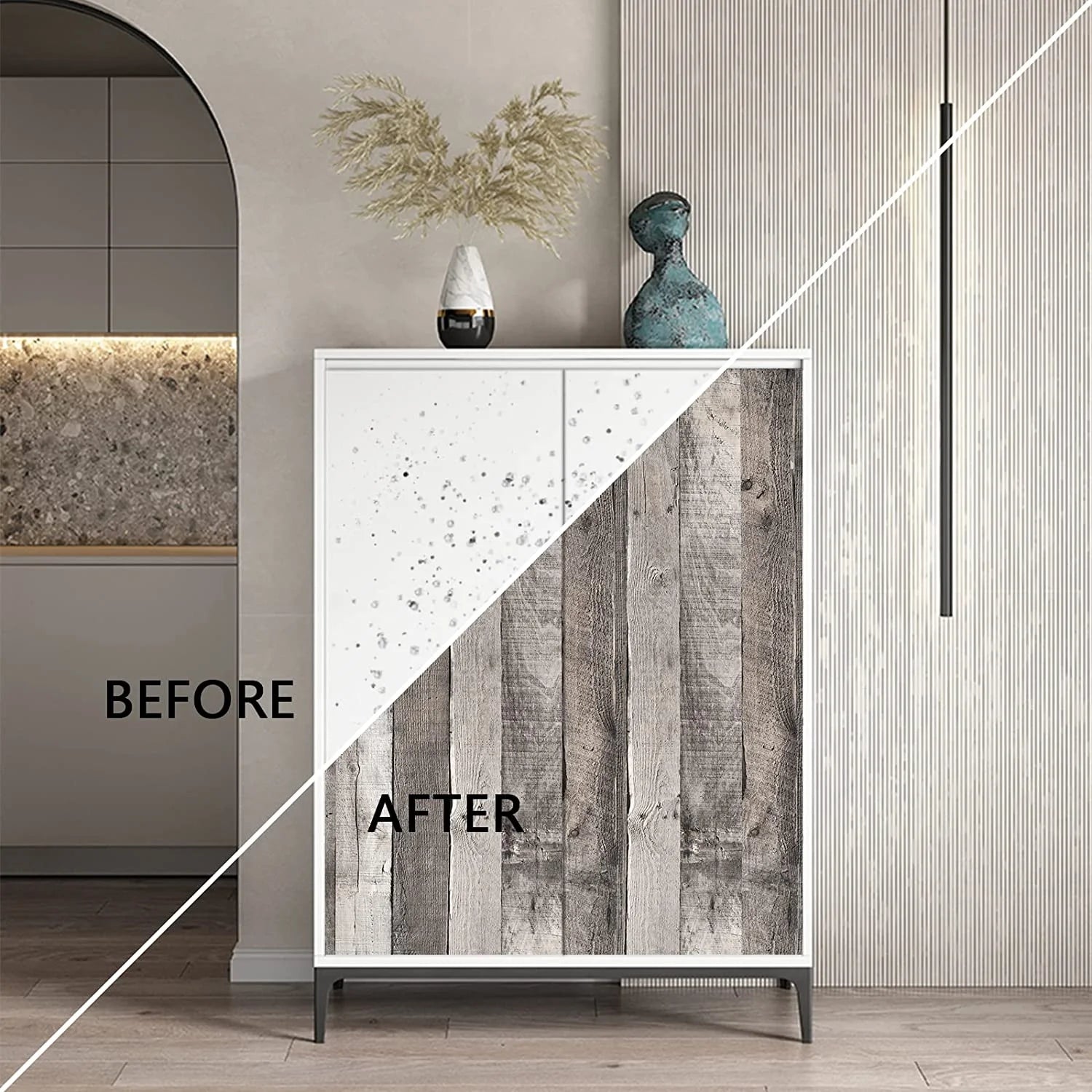 Peel and Stick Wallpaper Gray Wood Wallpaper Self Adhesive Wallpaper Craft, 17.71"x 118"
