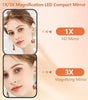 LED Pocket Mirror with Light, 1x/3x Magnification, Compact Travel Makeup Mirror, Foldable Handbag & Purse Friendly