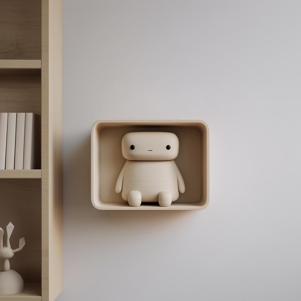 3D Printed Character Niche Wall Shelf – Minimalist Wall Art Shelf for Small Decor