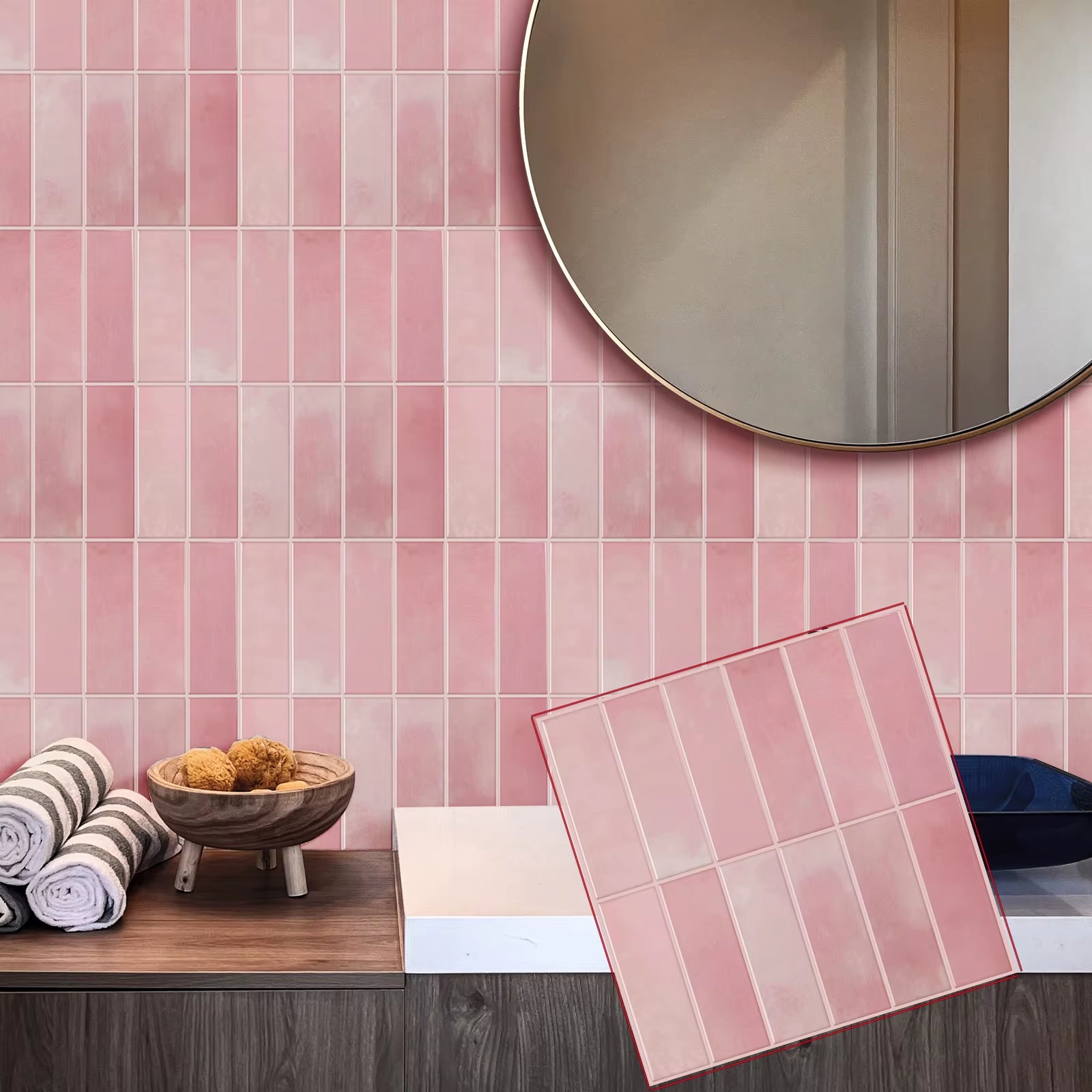 Heat-Resistant Anti-Mold 3D Peel and Stick Kitchen Backsplash Tile Stickers