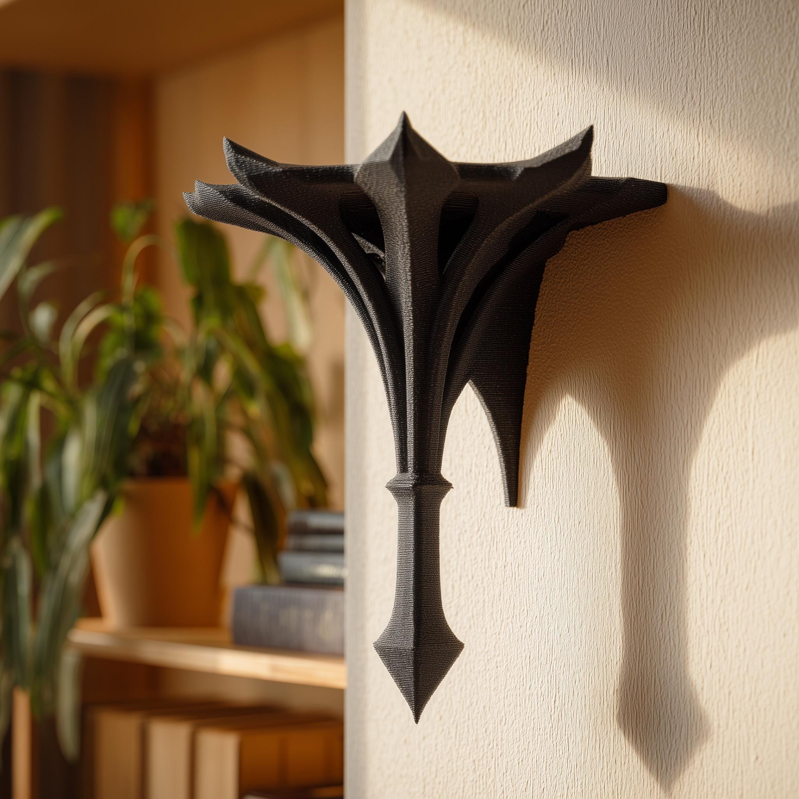 3D Printed Gothic Wall Shelf Bracket | Fantasy Spire Floating Wall Decor | Dark Minimal Display Ledge for Books, Candles and Collectibles