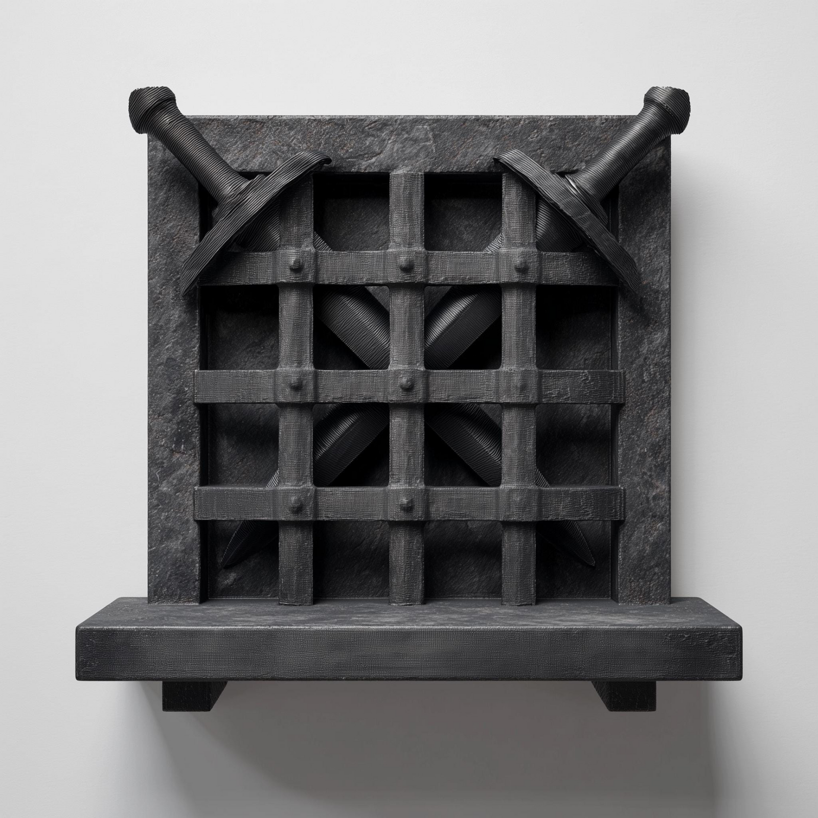 3D Printed Wall Shelf with Removable Swords | Medieval Gate Fantasy Display | Decorative PLA Wall Art for Living Room, Bedroom or Game Room