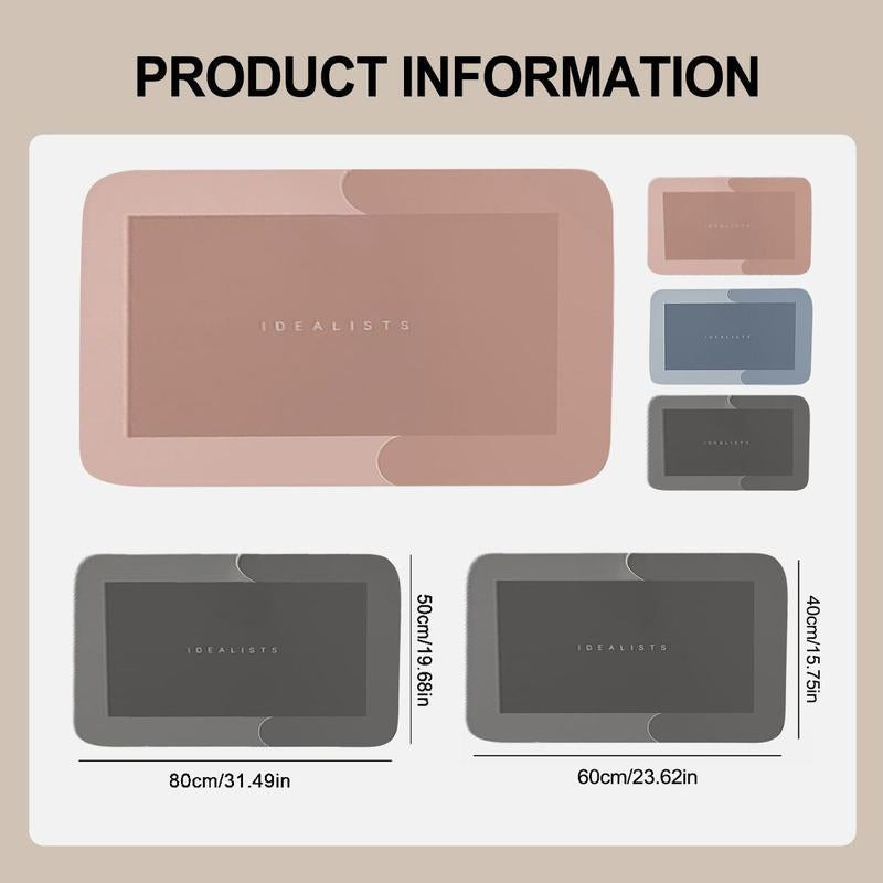 No More Wet Floors! Ultra-Absorbent Bath Mat - Fast Drying, Non-Slip, Machine Washable - Mildew-Resistant for Shower & More