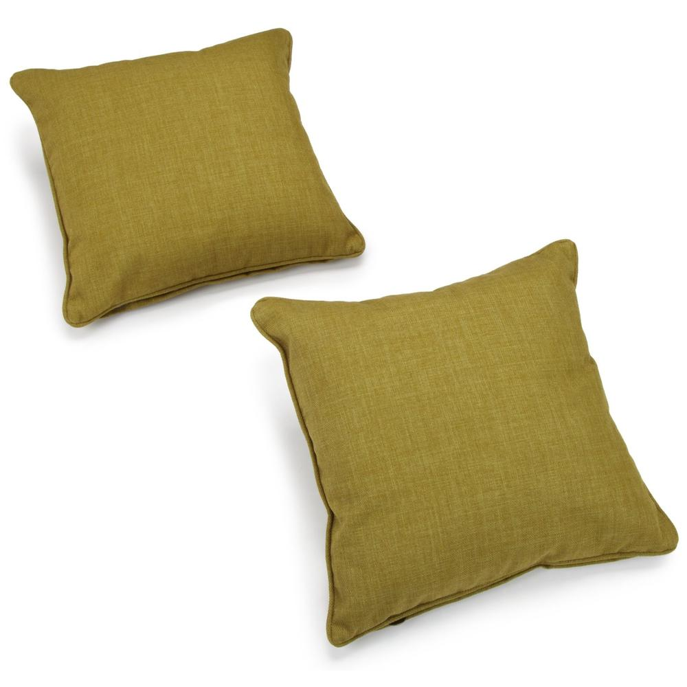18-inch Double-corded Solid Outdoor Spun Polyester Square Throw Pillows with Inserts (Set of 2), Avocado