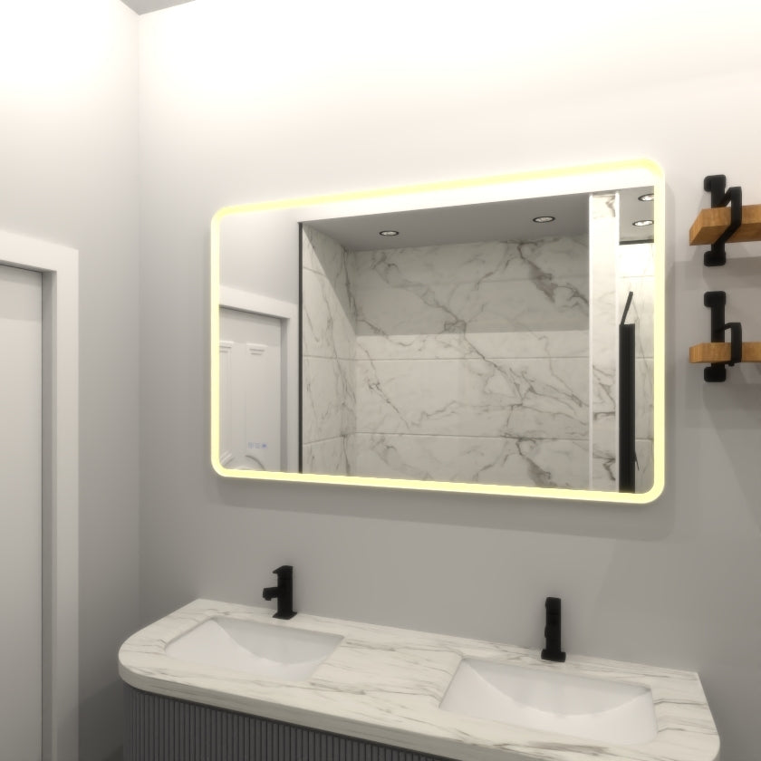 28 X 36 Rectangular Framed Dimmable Anti-Fog LED Wall Bathroom Vanity Mirror Lighted Mirror