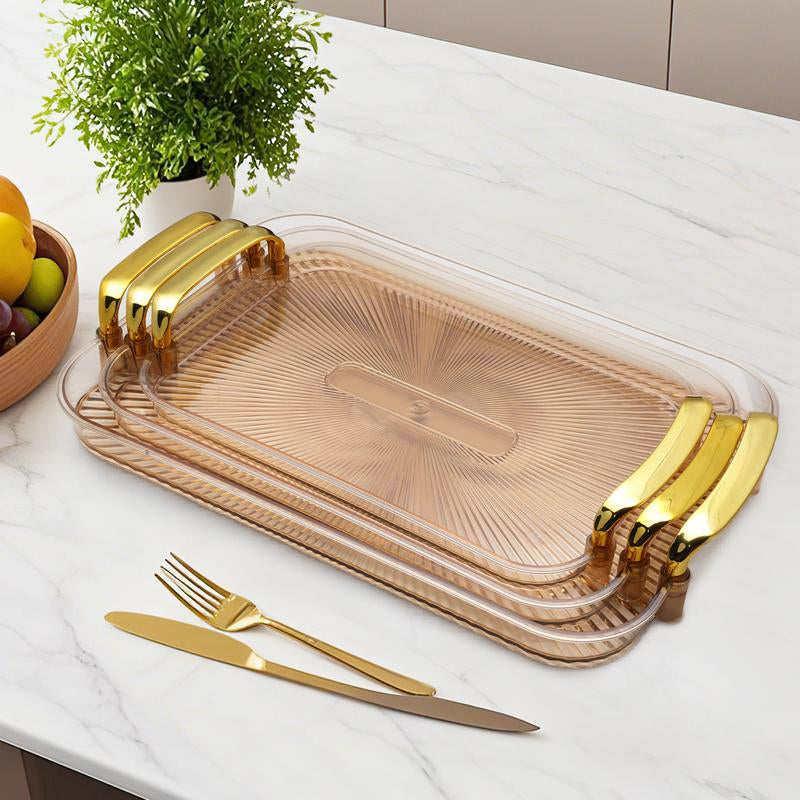 Set of 3 Plastic Serving Trays – Multi-Purpose Food Platters for Vegetables, Fruits, Snacks, Desserts, Cheese, and Party Displays – Ideal for Holidays, Gatherings & Thanksgiving