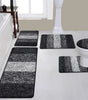 Traditional 4 Piece Microfiber Washable Bathroom Rug Set, Grey