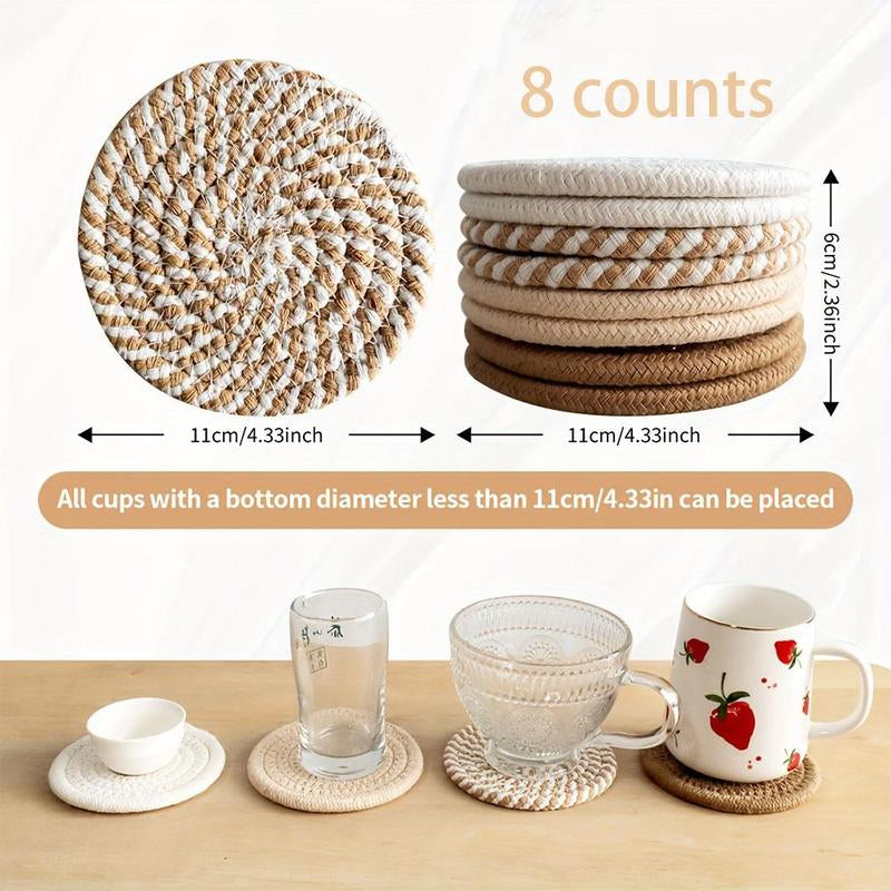 Round Coaster, 8 Counts/set Non-woven Absorbent Coaster, Household Placemat for Coffee Table, Home Decor, Gift Ideas