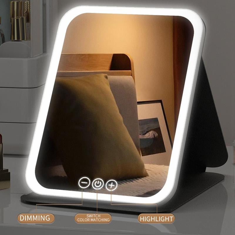 LED makeup mirror, portable mirror, foldable with light, makeup mirror, desktop fill light, student dormitory office mirror, ins high-value light #TOP PICKS