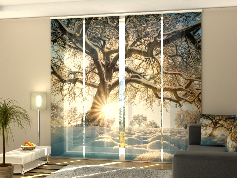 Snow-Covered Tree Panel Curtain Set – 4 Decorative Panels