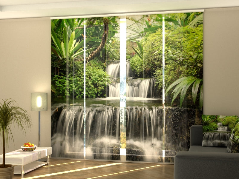 Premium Bali Freshness panel curtain Set with Tropical Scenic Print