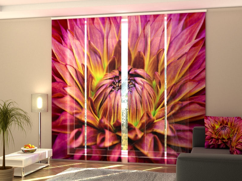 Elevated Delicate Dahlia Flower panel curtain Set with Elegant Floral Print