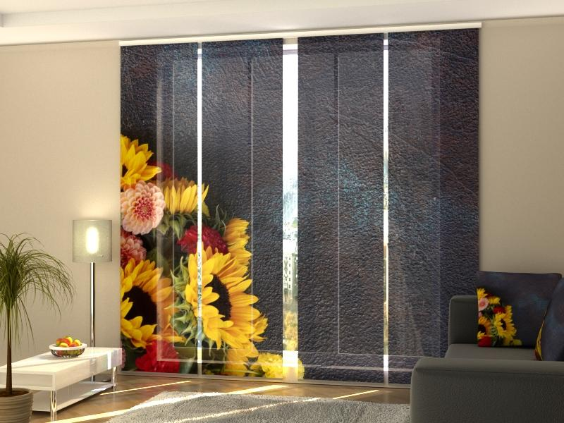 Elevated Dahlias and Sunflowers panel curtain Set with Vibrant Floral Print