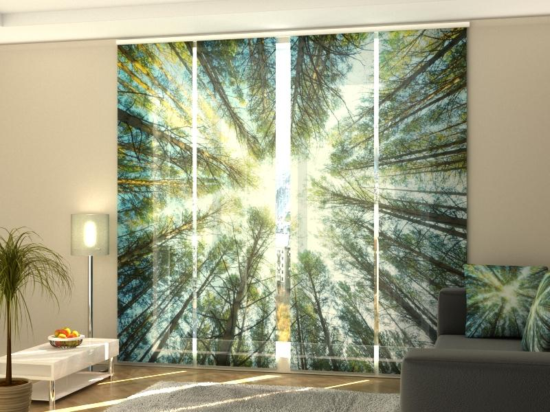 High-End Tree Tops panel curtain Set with Immersive Forest Print