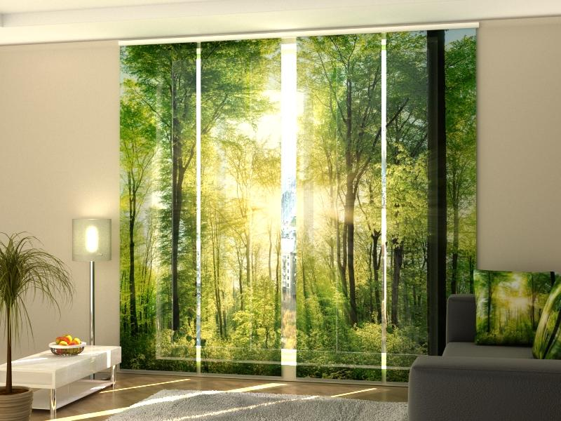 Modern Sun Rays panel curtain Set with Dimensional Scenic Print