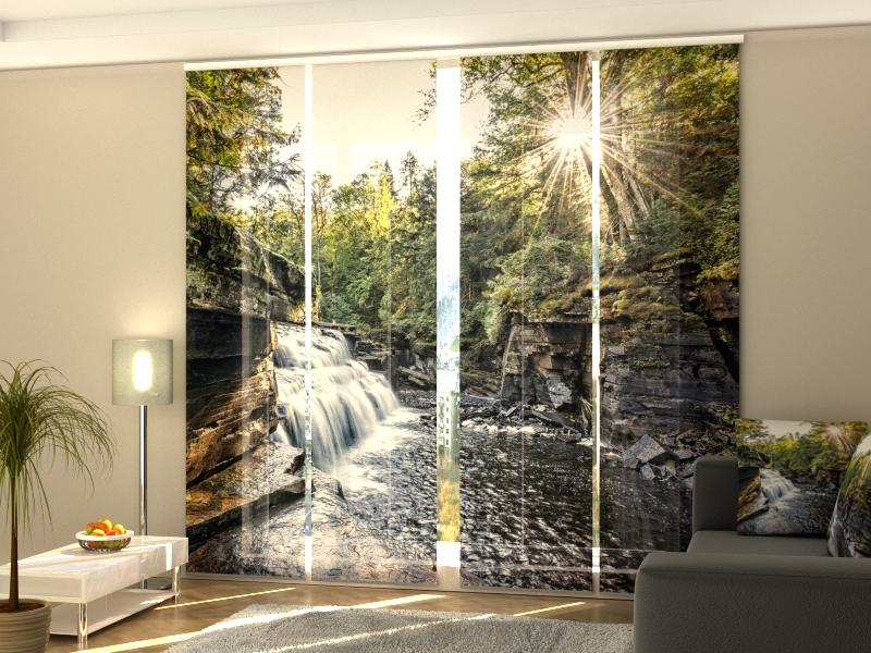 Premium Mountain Spring Water Panel Curtain Set with Elegant Scenic Print