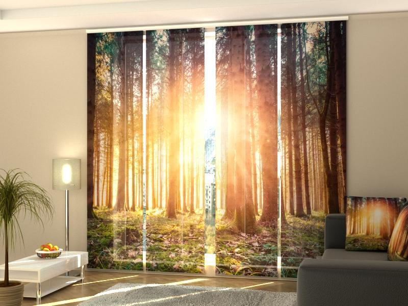 Superior Magical Forest Sunset panel curtain Set with Scenic Nature Print