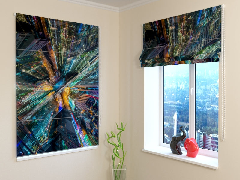 Elevated Artistic City roman shades for Sophisticated Urban Décor