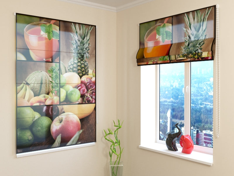 Fresh Fruit Breakfast Roman Shades for Bright & Cheerful Kitchen Décor