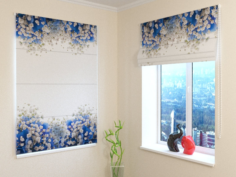 Durable Blue Hydrangea roman shades for Elegant Floral Styling