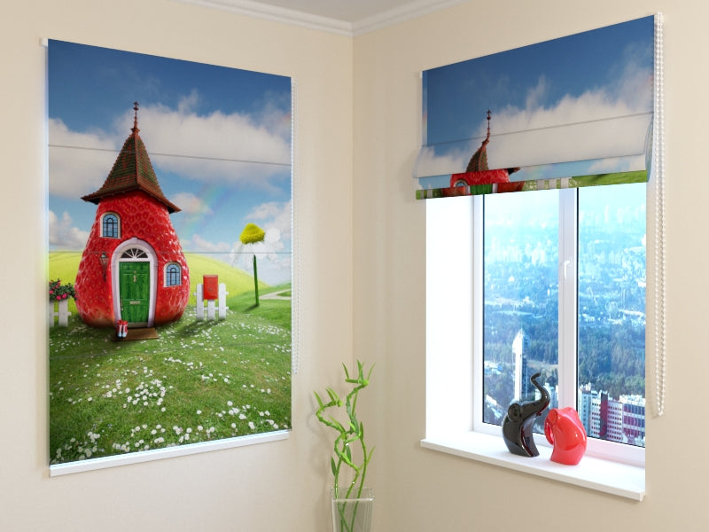 Premium Strawberry roman shades for Fresh and Playful Interiors