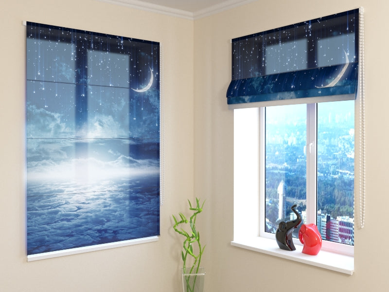 Superior Starry Night roman shades for Dreamlike Modern Interiors