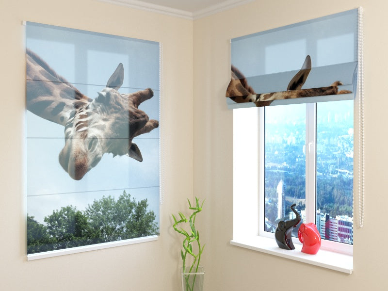 Modern Giraffe roman shades for Playful Safari-Inspired Interiors