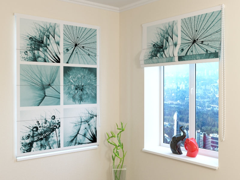 Elevated Dandelion roman shades for Soft Botanical Interiors
