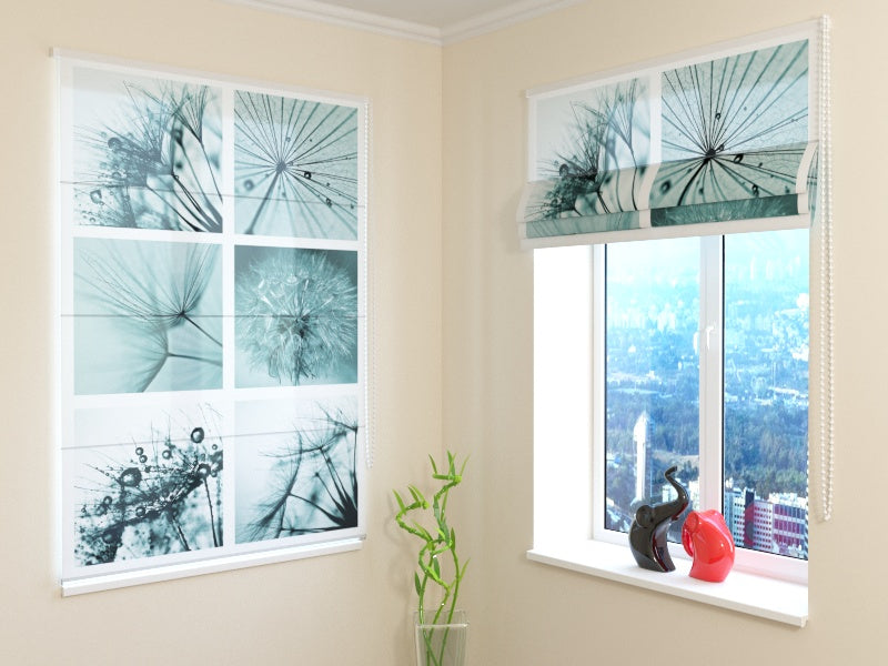 Elevated Dandelion roman shades for Soft Botanical Interiors