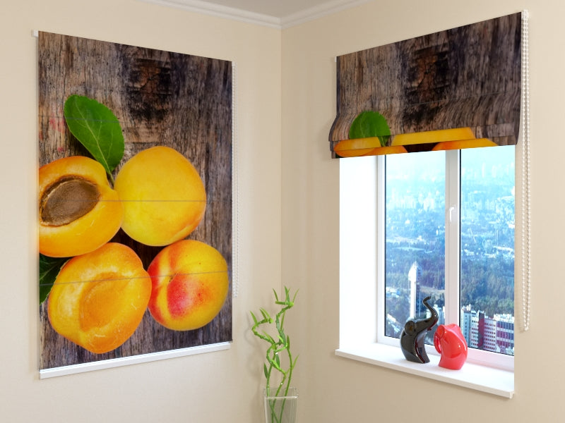 Durable Apricot roman shades for Fresh Kitchen and Dining Interiors