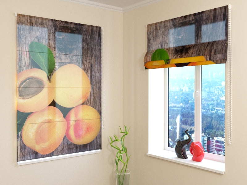 Durable Apricot roman shades for Fresh Kitchen and Dining Interiors
