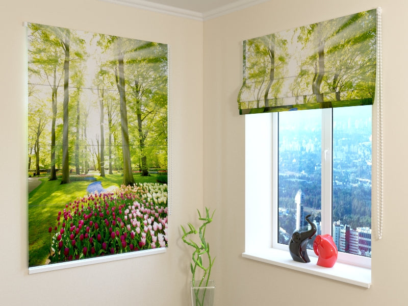 High Quality Tulip Garden roman shades for Fresh Floral Interiors