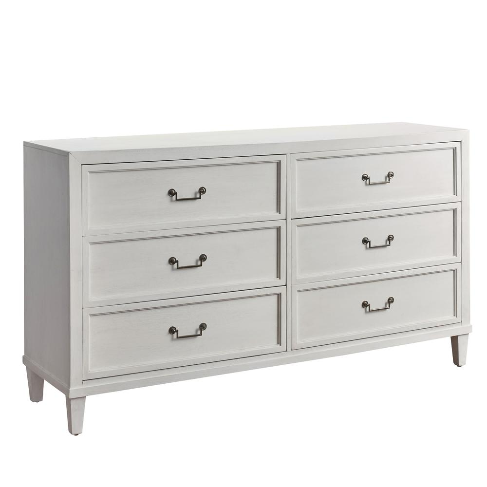 Dunescape 6-Drawer Dresser – White Coastal Mahogany Storage