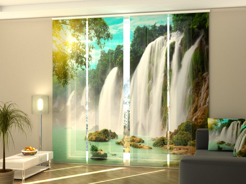 Detian Waterfall 4-Panel Japanese Curtain Set