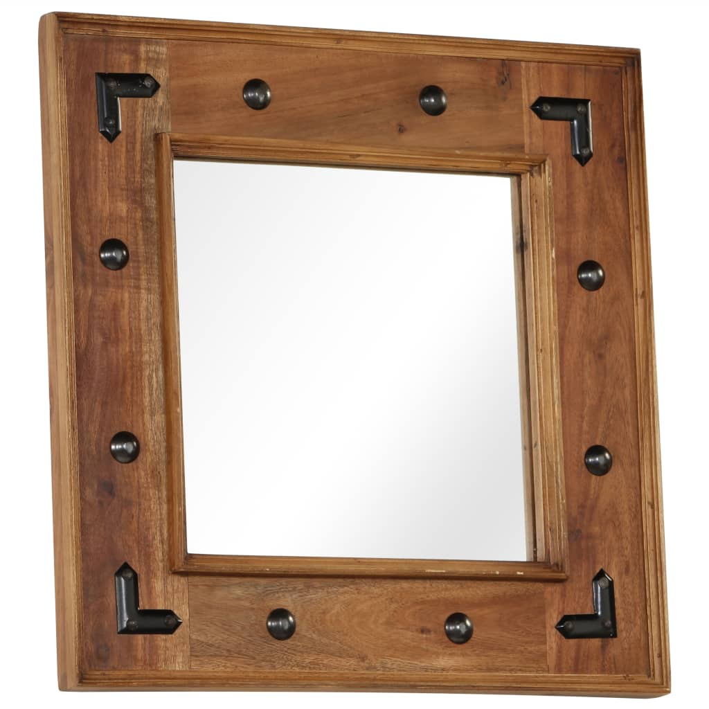 vidaXL Mirror Solid Acacia Wood 50x50 cm