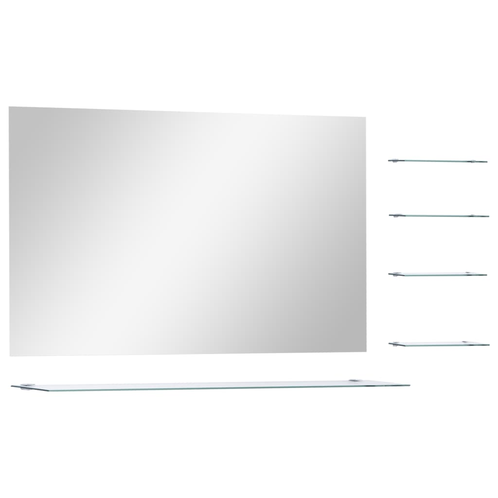 vidaXL Wall Mirror with 5 Shelves Silver 100x60 cm