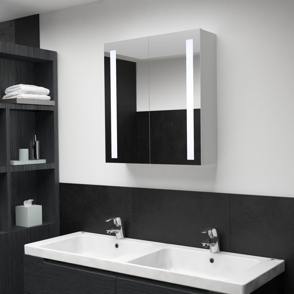 vidaXL LED Bathroom Mirror Cabinet 60x14x62 cm