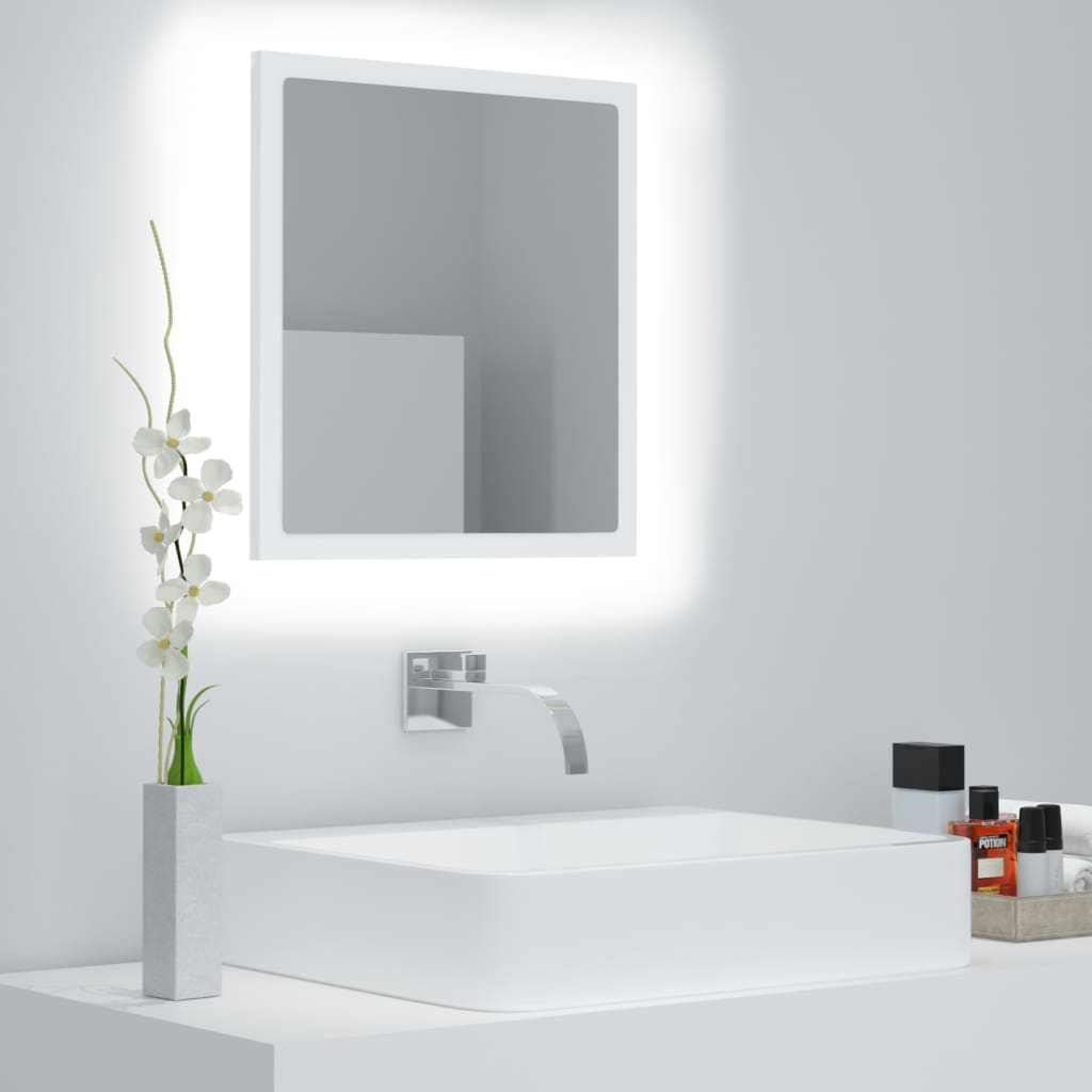 vidaXL LED Bathroom Mirror White 40x8.5x37 cm Acrylic