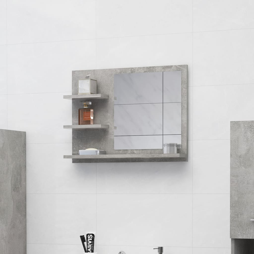 vidaXL Bathroom Mirror Concrete Grey 60x10.5x45 cm Engineered Wood