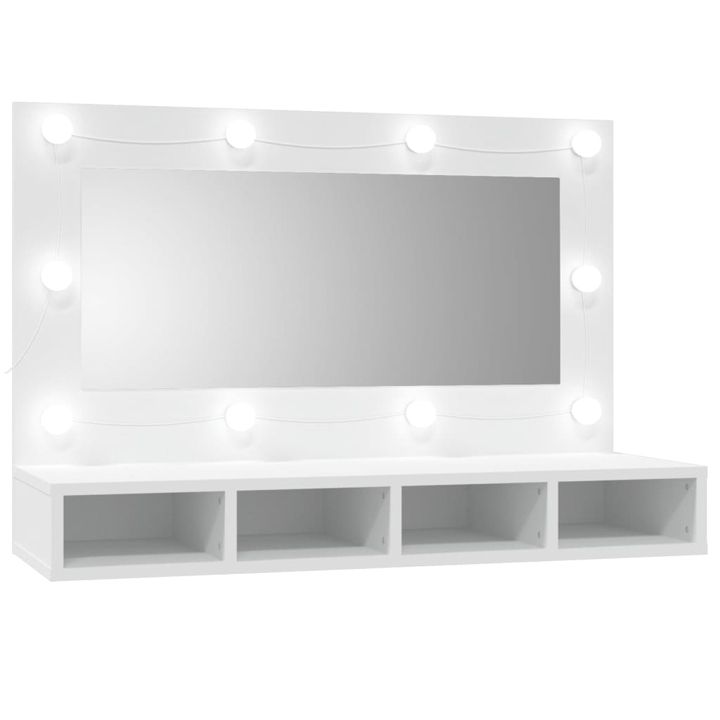 vidaXL Mirror Cabinet with LED White 90x31.5x62 cm