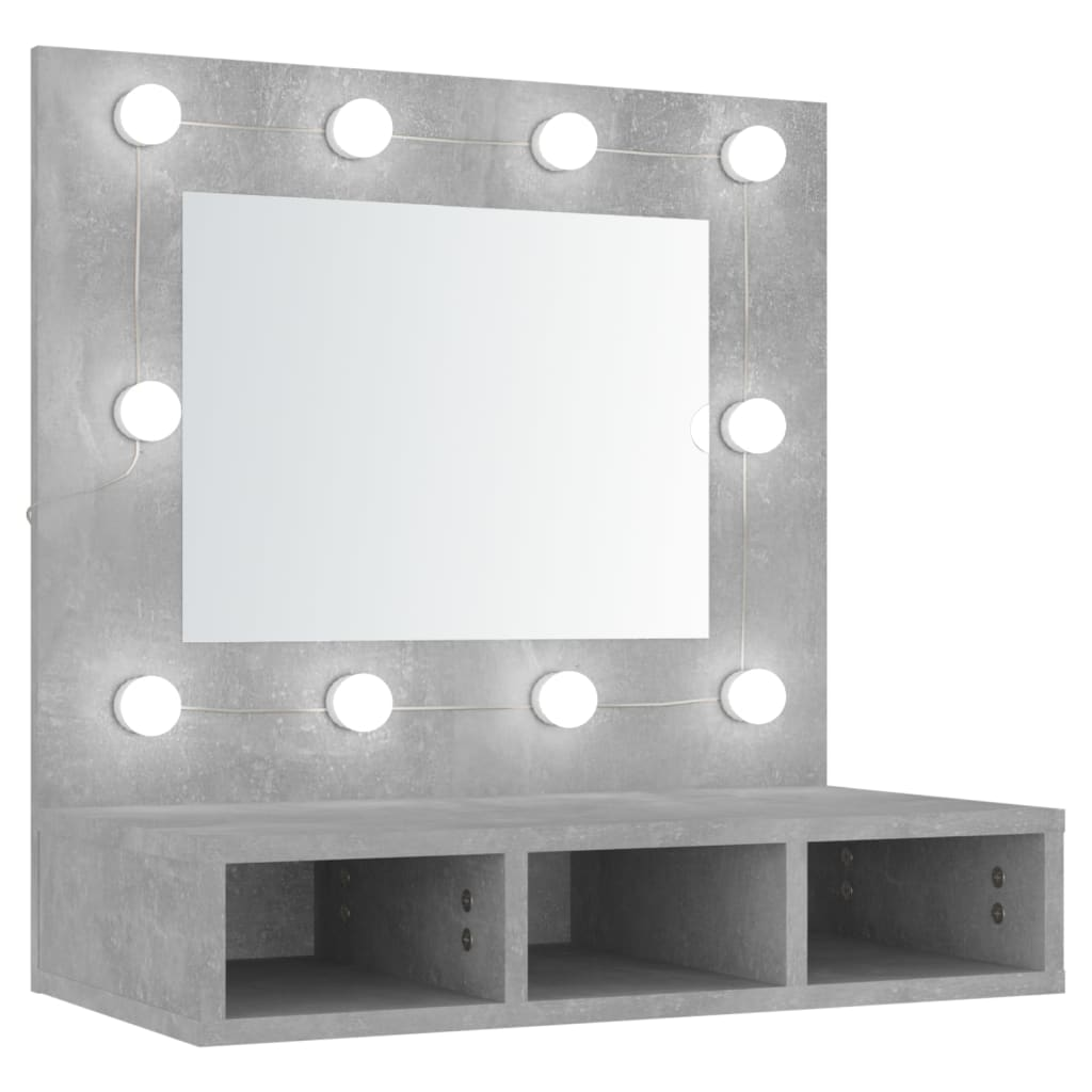 vidaXL Mirror Cabinet with LED Concrete Grey 60x31.5x62 cm