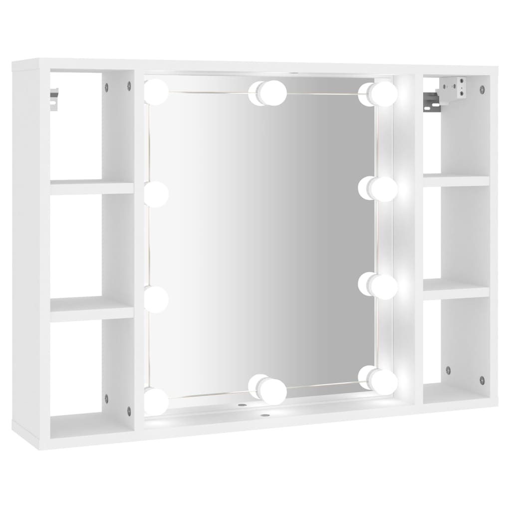 vidaXL Mirror Cabinet with LED White 76x15x55 cm
