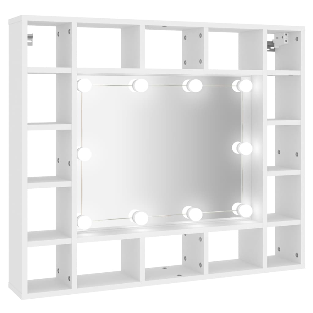 vidaXL Mirror Cabinet with LED White 91x15x76.5 cm