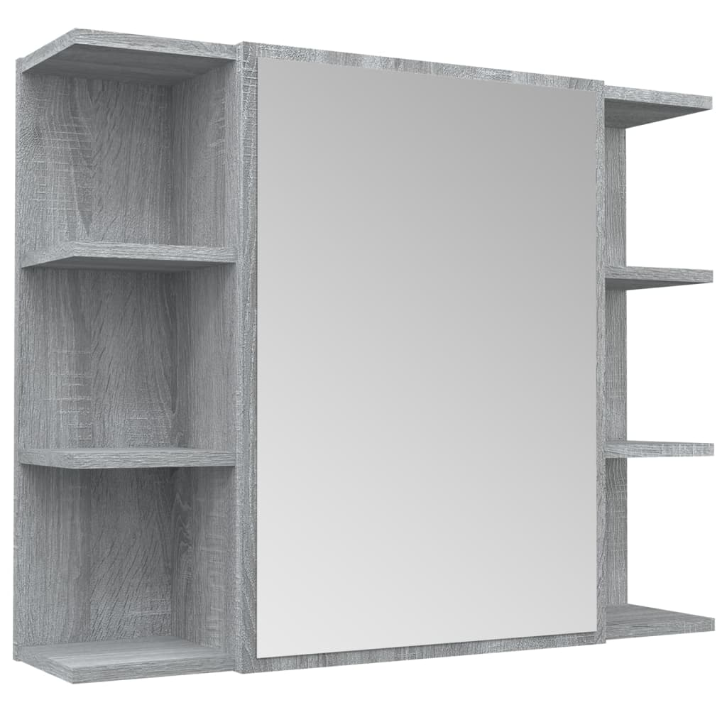 vidaXL Bathroom Mirror Cabinet Grey Sonoma 80x20.5x64cm Engineered Wood