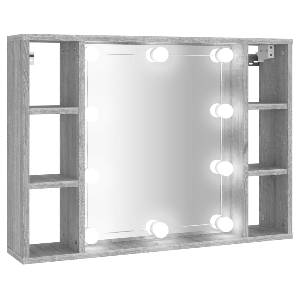 vidaXL Mirror Cabinet with LED Grey Sonoma 76x15x55 cm