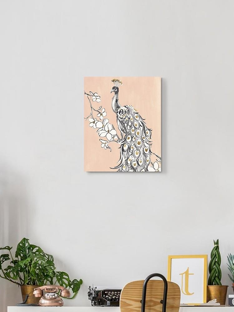 Peacock In Gold Ii Wall Art -Annie Warren Designs